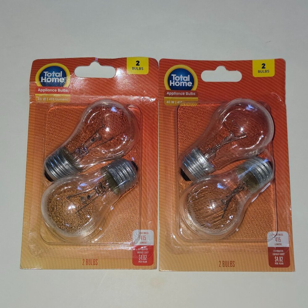Bundle of Two 2 Bulbs Total Home Clear Appliance A15 Bulbs, 40 watts